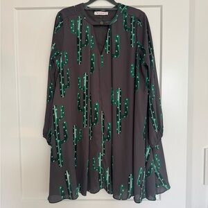 Izzy & Lola Charcoal Dress with Emerald Cactus Design